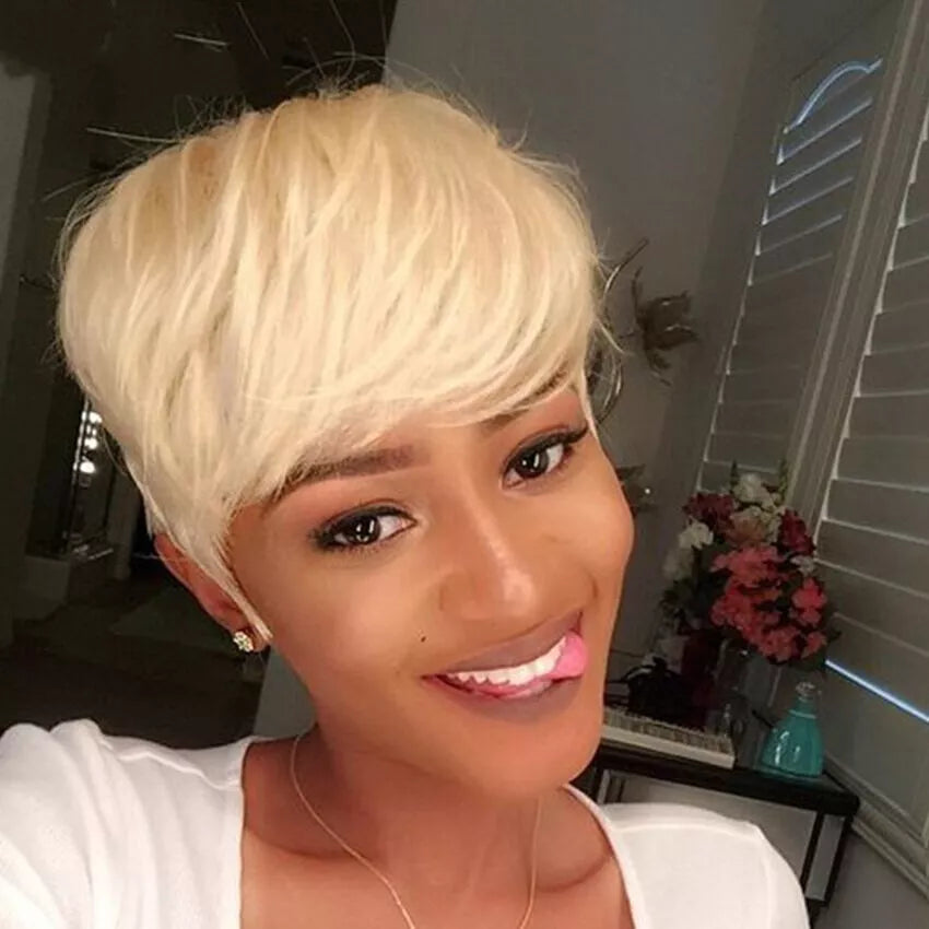 Ladies Short Blonde Pixie Wig