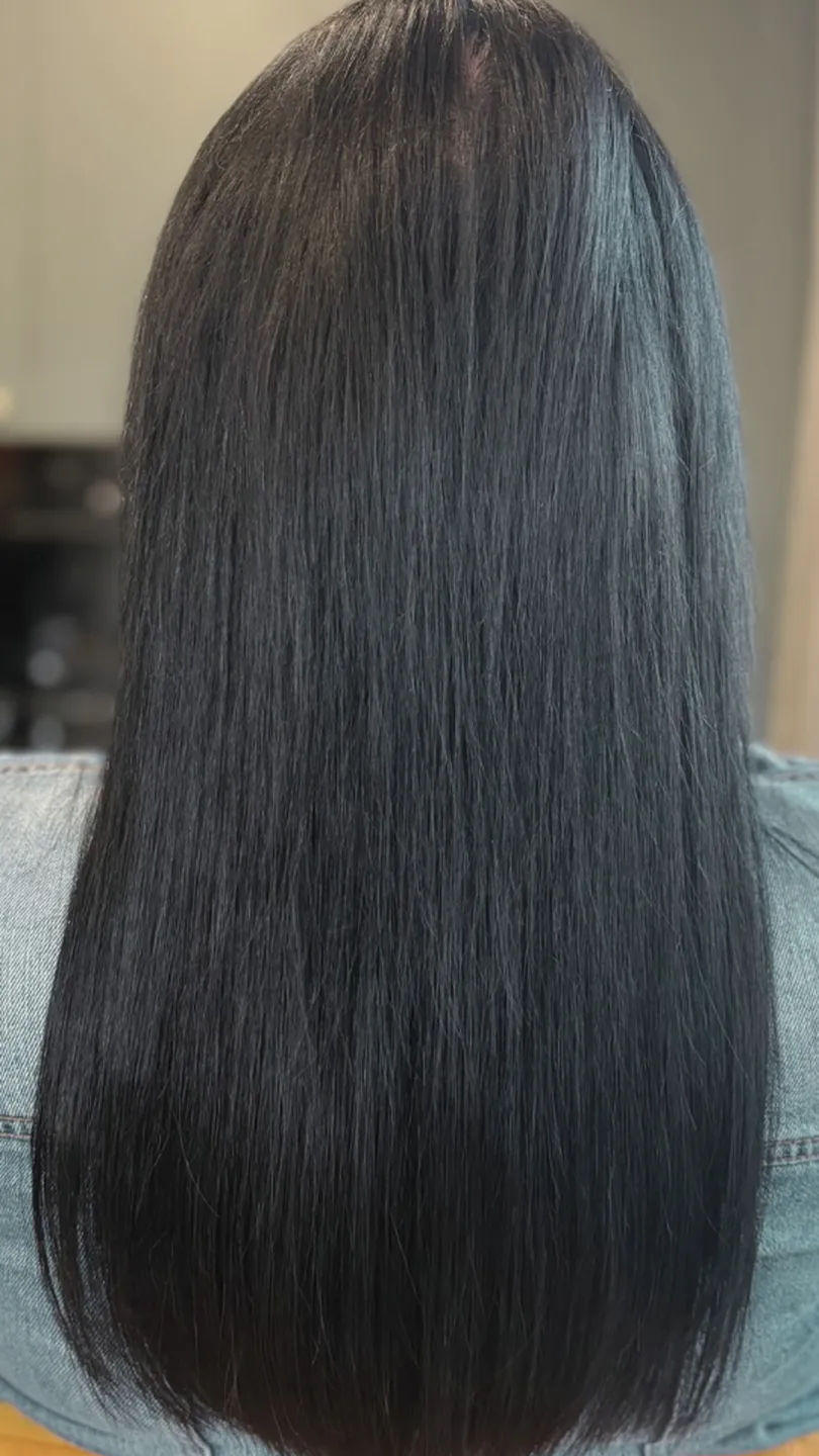 Hair extensions and thickening on black hair: shoulder length to mid-back — after